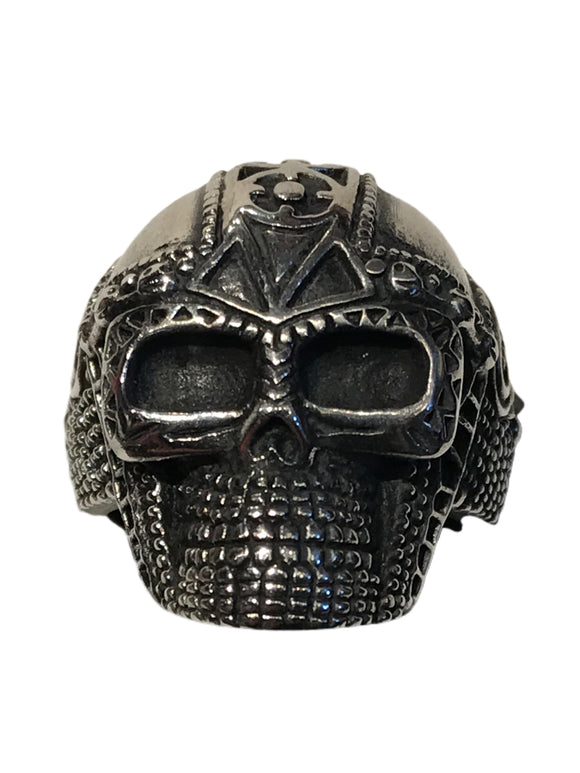 Designed very similar to an Iron Age war helmet, this is a skull with the attitude of a Viking raider