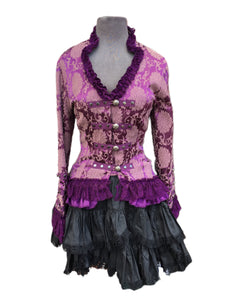 Purple brocade with lace touches