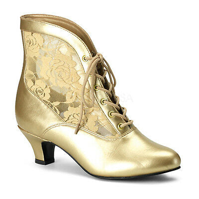 Gold antique style heels with lace accents 