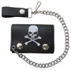 Leather Wallet with Chain - Skull and Crossbones