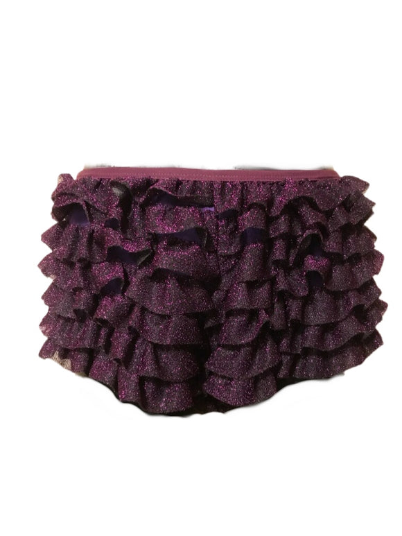 Purple glittery ruffle shorts