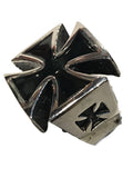 Stainless Steel Black Maltese Cross Ring