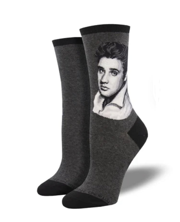 Elvis Portrait (Charcoal Heather) Women's Funky Socks