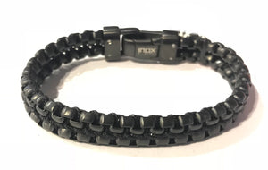 Durable black Stainless Steel bracelet with a sleek rope intertwining throughout. 