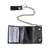 Leather Wallet with Chain - Black