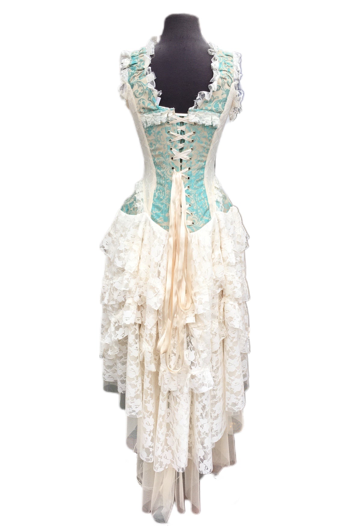 Cream and Teal Brocade Corset Dress – Roadkill13