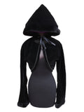 Short black velvet with large hood