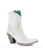 WHITE PYTHON ZIPPER ANKLE BOOTS