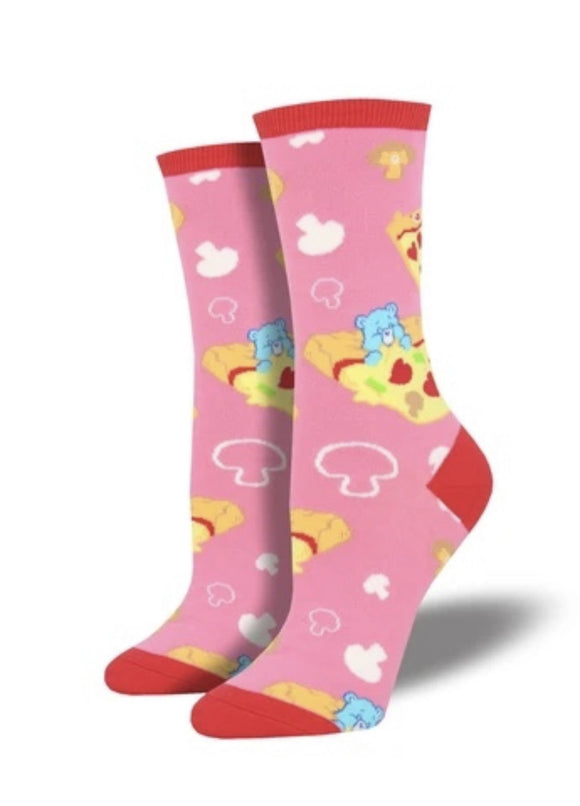Pizza Dreams Care Bears (Pink) Women's Funky Socks