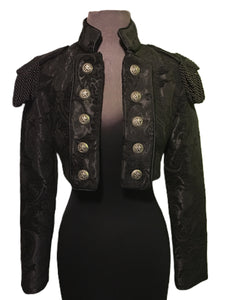 Black Toredor Jacket With brocade pattern and military shoulders