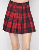 Red and Black Plaid Mini Skirt