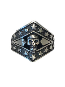 A true Americana biker ring with a skull in the center and accented with stars