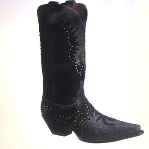 Invy Black Leather Cowboy Boots