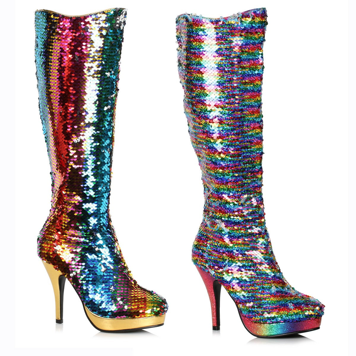 Boots Rainbow Sparkle Heels Pleaser UNICORN-1020G Iridescent