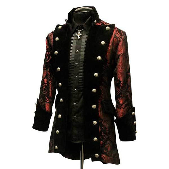 Red and Black Brocade Coat