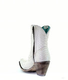 WHITE PYTHON ZIPPER ANKLE BOOTS