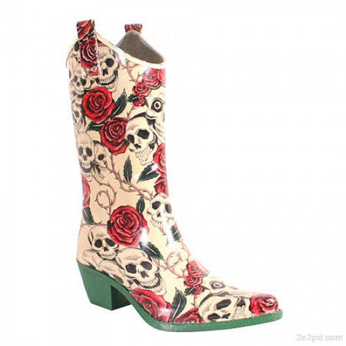 Yippy Natural Rose Skull Rainboots by Nomad – Roadkill13