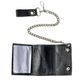 Leather Wallet with Chain - Flames