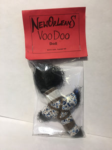 White and Blue Flower Pattern Voodoo Doll