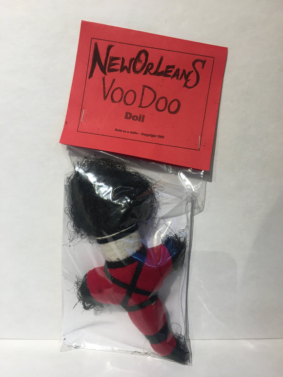 Red Cotton Fabric and Black Rope Voodoo Doll