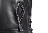 Classic Leather Motorcycle Jacket with Side Lacing