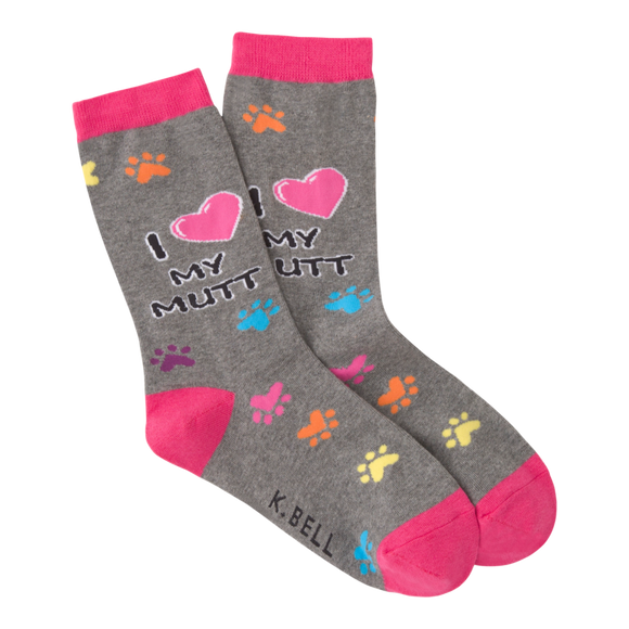 I Heart My Mutt (Gray) Women's Funky Socks