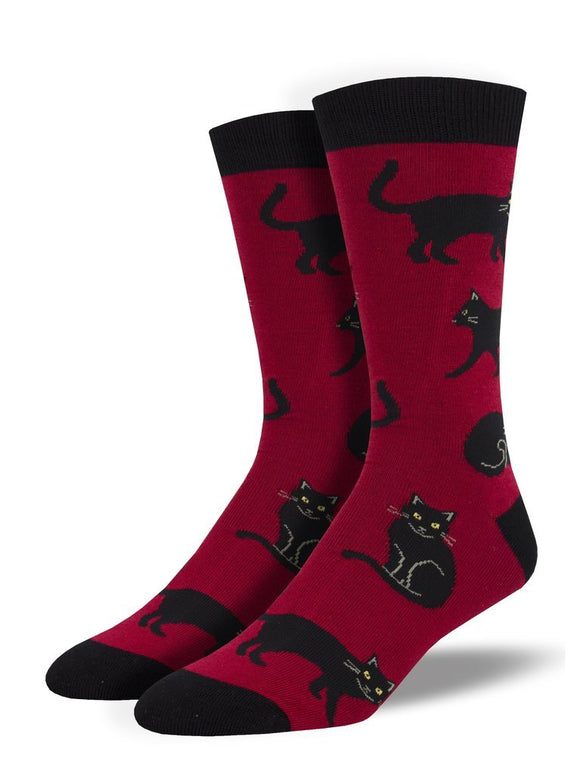 Black Cat (Red) Men's Funky Socks