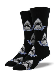 Shark Attack (Black) Men's Funky Socks