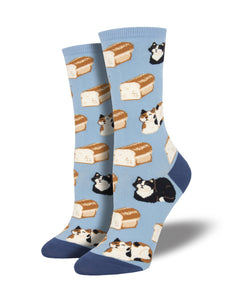 Cat Loaf (Blue) Women's Funky Socks