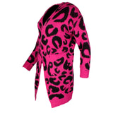 Pink and Black Leopard Cardigan Sweater