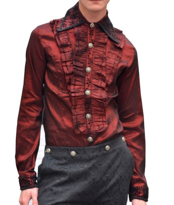 Stretchy Red Ruffle Shirt