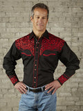 Tooling Black and Red Western Shirt