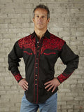Tooling Black and Red Western Shirt