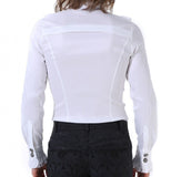 Stretchy White Ruffle Shirt With Tie