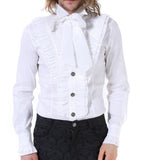 Stretchy White Ruffle Shirt With Tie
